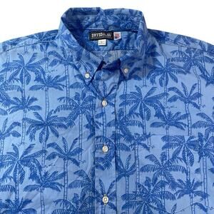 Drysdales Vintage Tropical Print Button Down Shirt Mens L Short Sleeve Cotton